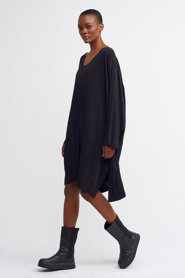 Nu  Basic Oversized Ribbed Dress Black