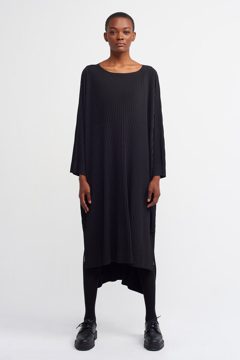 Nu  Basic Ribbed Midi Dress Black