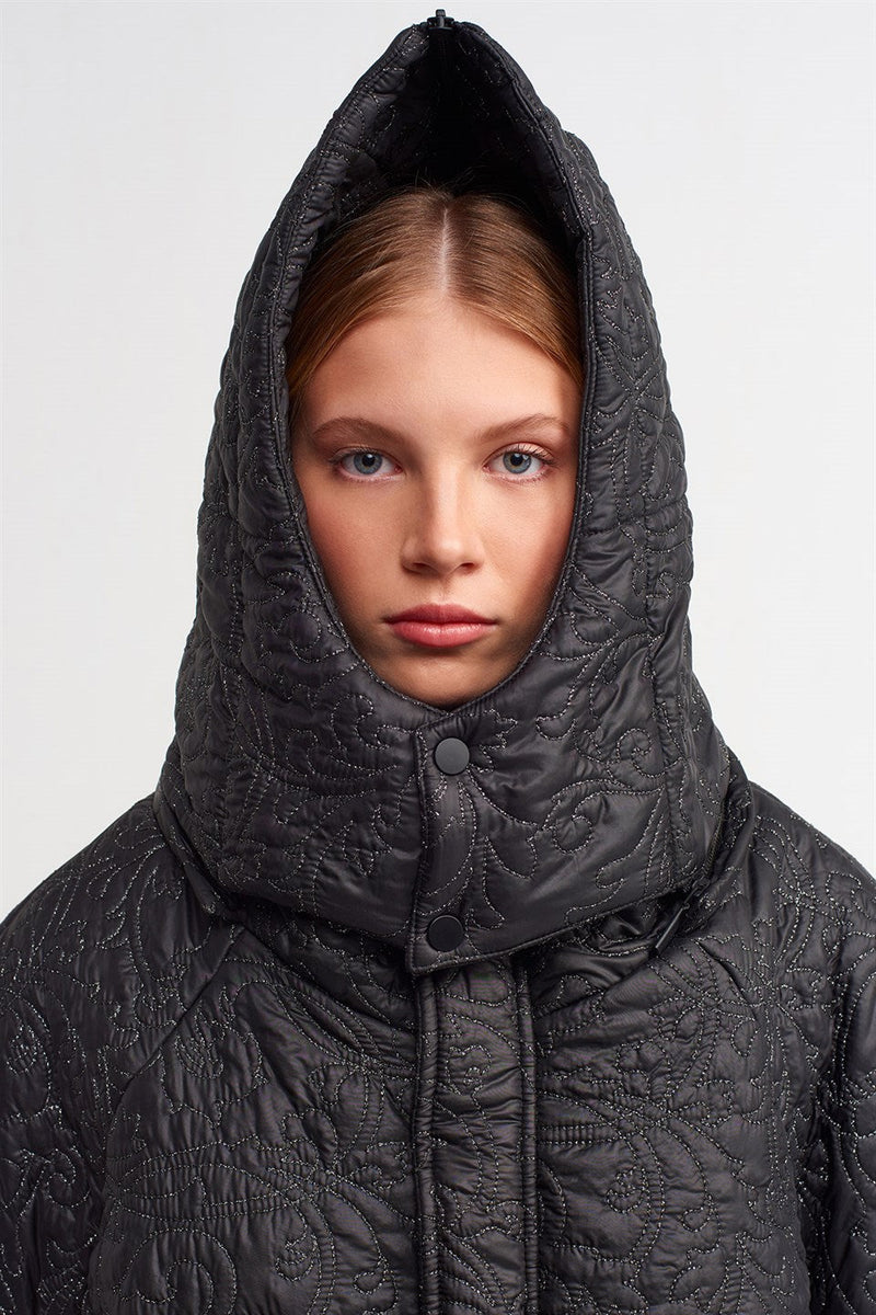 Nu  Lurex Hooded Short Jacket Black