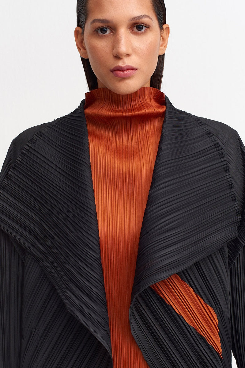 Nu Colorblock Pleated Outerwear Terracotta/Black