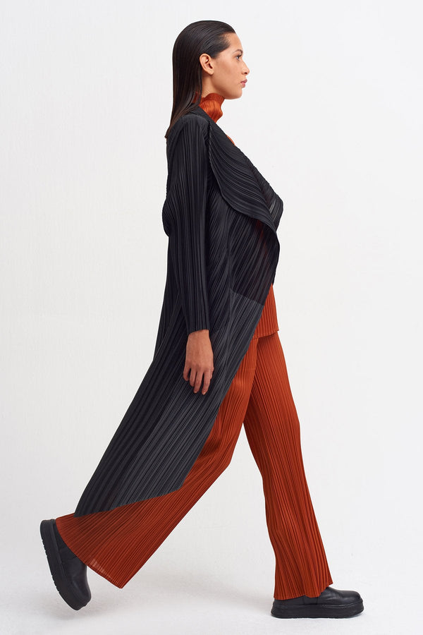 Nu Colorblock Pleated Outerwear Terracotta/Black