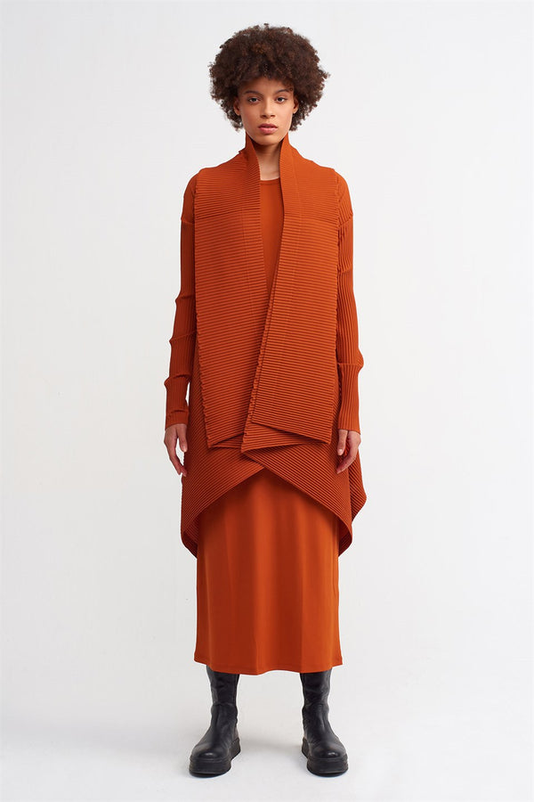 Nu Asymmetrical Pleated Outerwear Terra Cotta