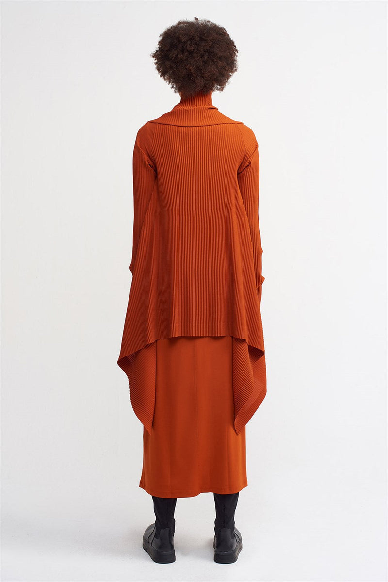 Nu Asymmetrical Pleated Outerwear Terra Cotta