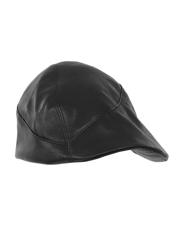 Nu Leather Beret Cap Black