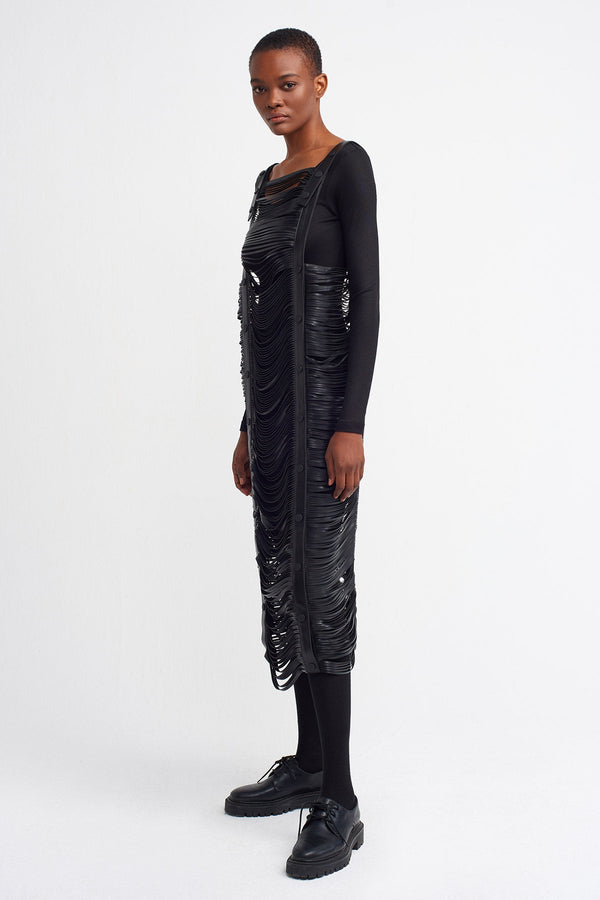 Nu  Leather Rope Detail Outerwear Black