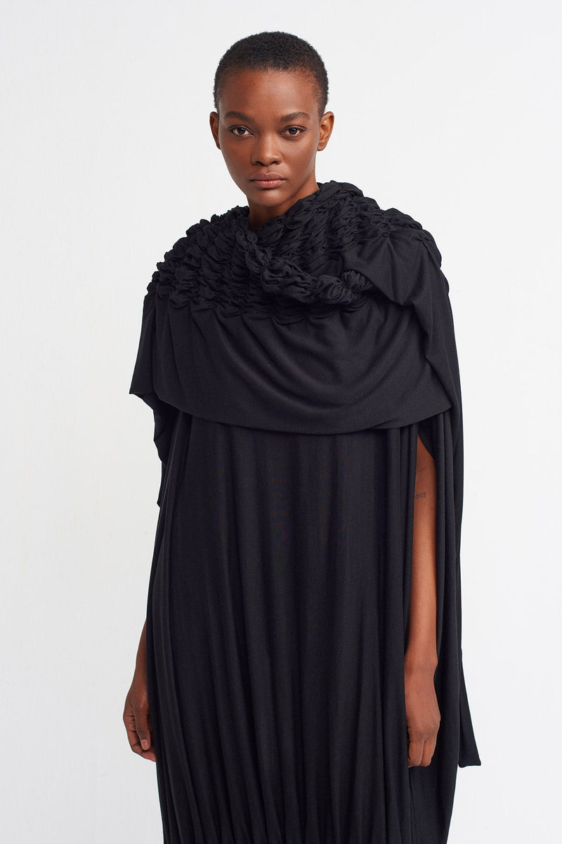 NU  Elastic Brode Long Shawl Black