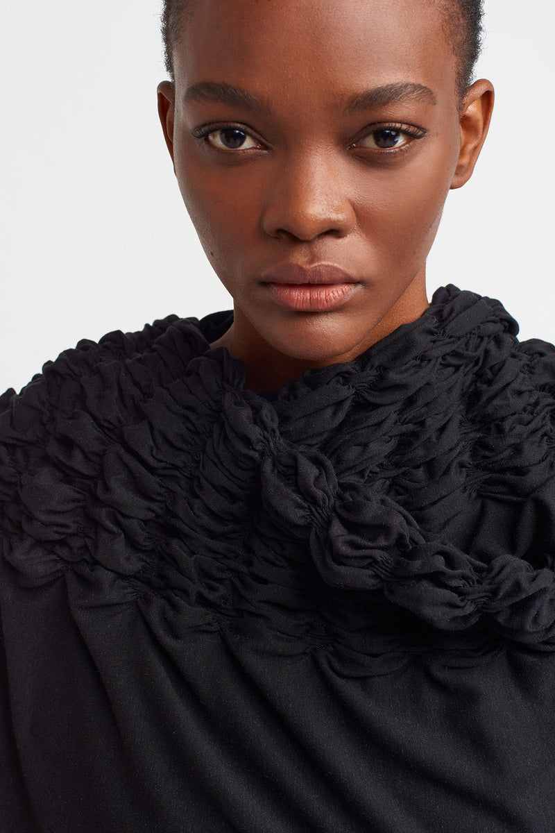 NU  Elastic Brode Long Shawl Black