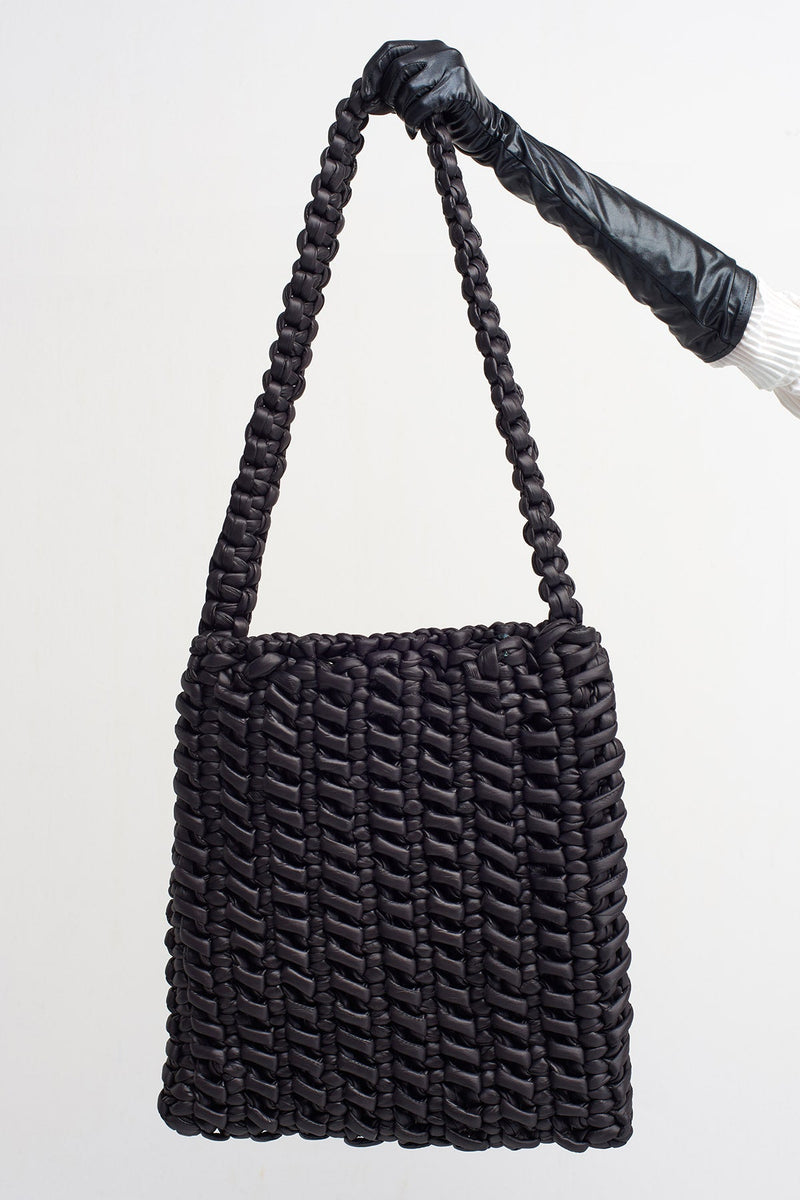 Nu Braided Tote Bag Black