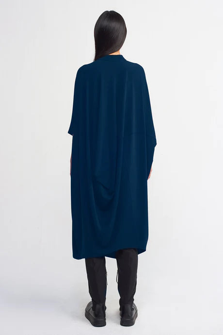 Nu Oversize Cowl Drape Detailed Dress Indigo