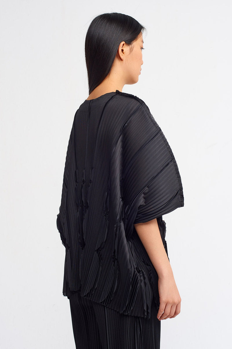 Nu Trendy Laser Electric Pleated Shirt Black