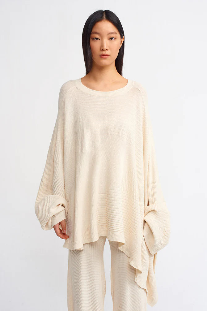 Nu Allover Ribbed Loose Knitwear Natural