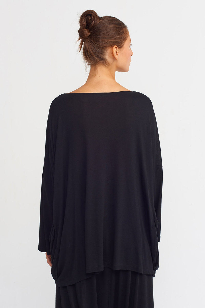 Nu Post Modern Text Oversize Blouse Black