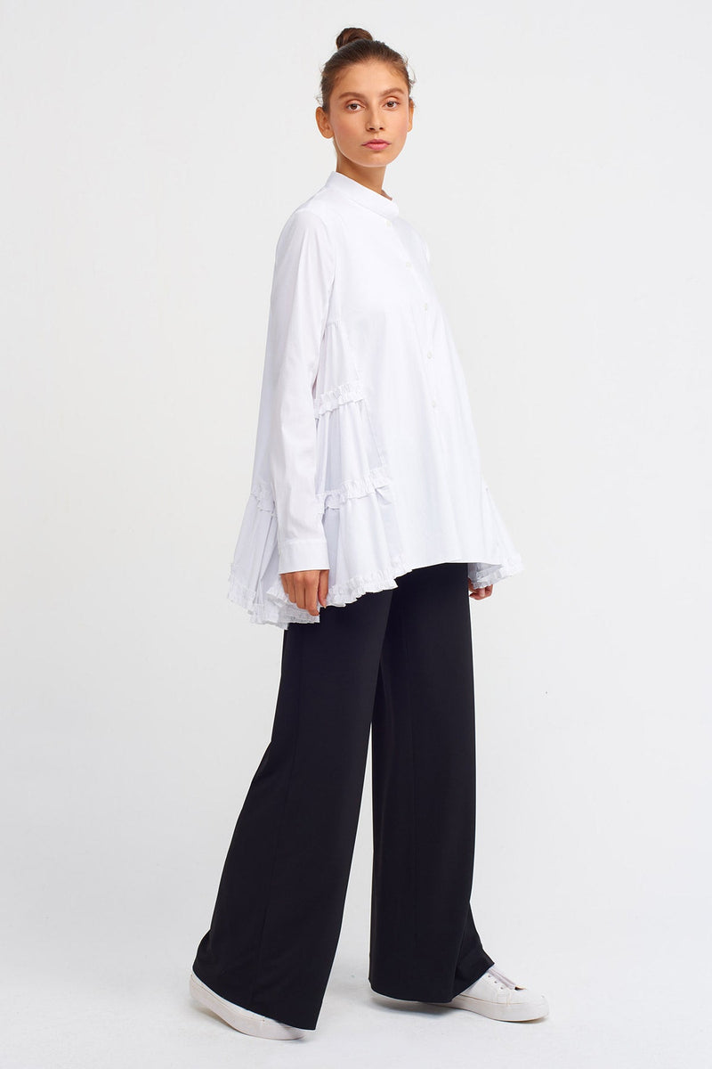 Nu Side Tiered Flared Shirt Off White