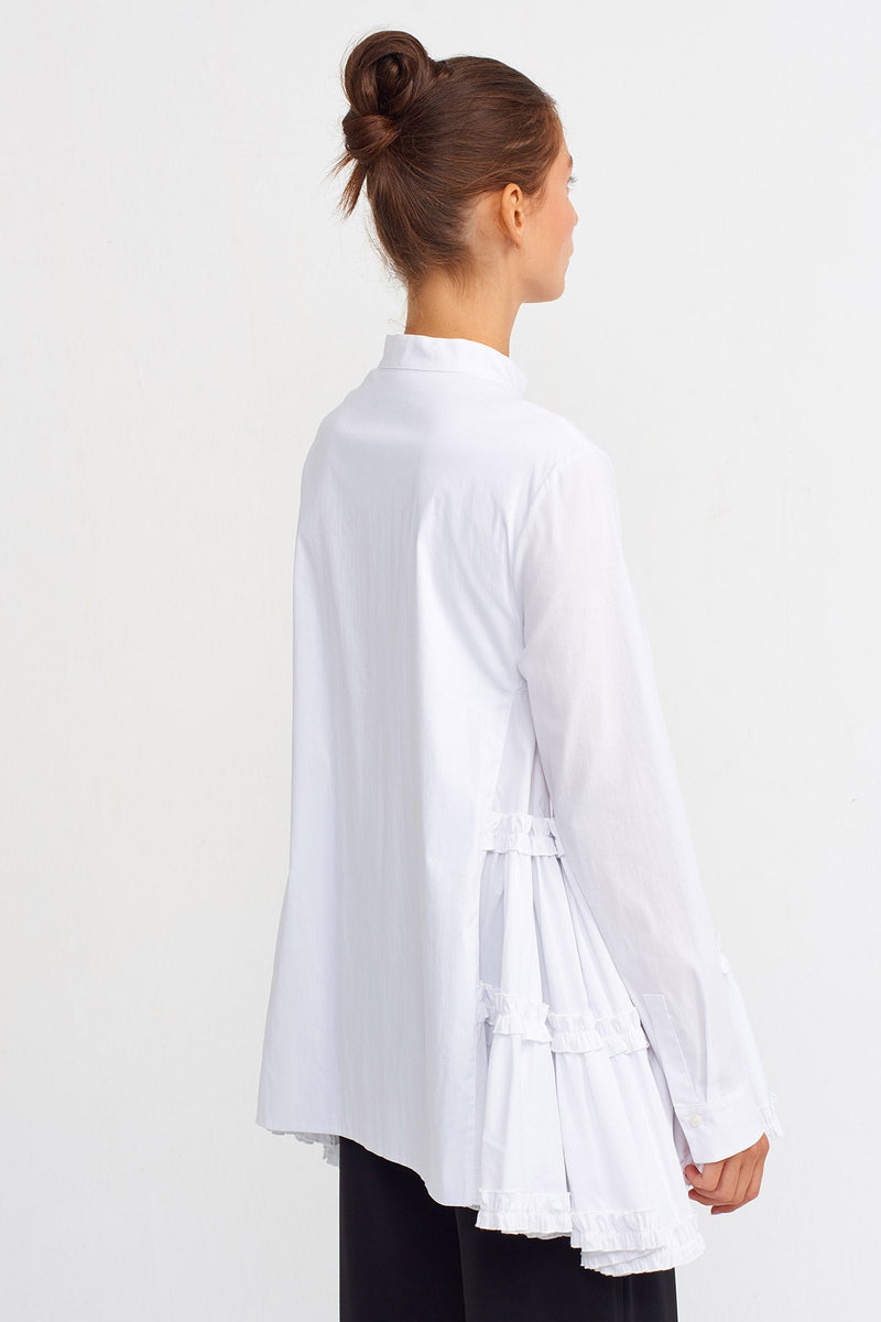 Nu Side Tiered Flared Shirt Off White