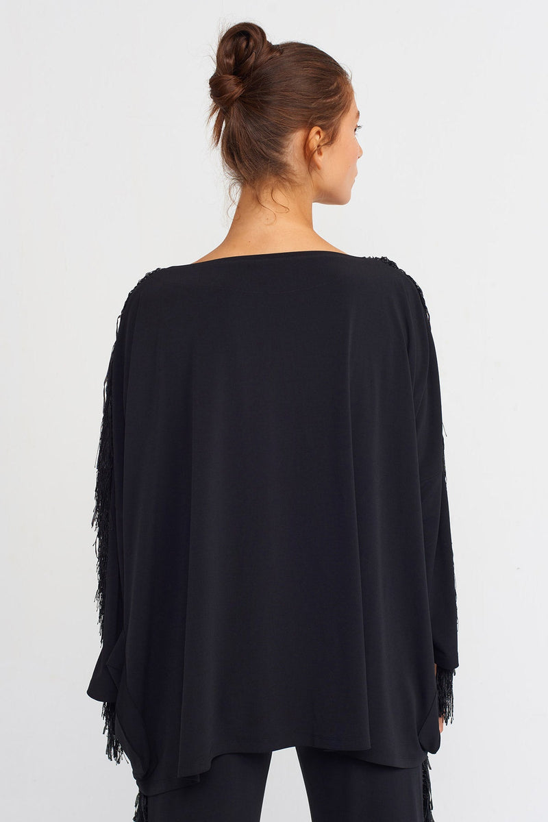 Nu Lurex Fringes Oversize Blouse Black