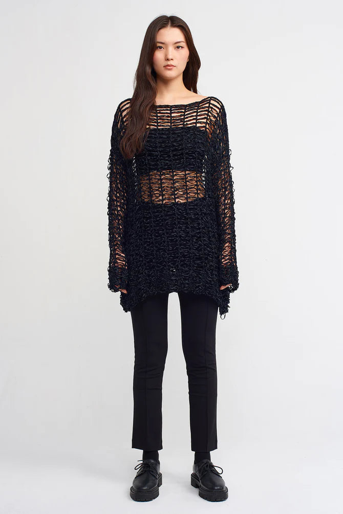 Nu Allover Braided Rope Sweater Black