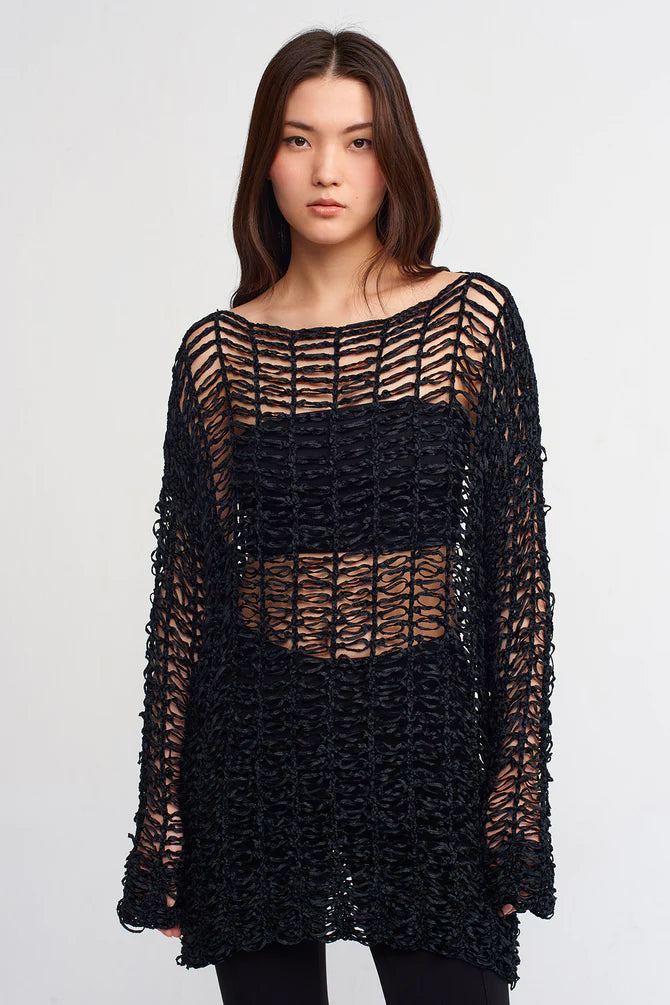 Nu Allover Braided Rope Sweater Black