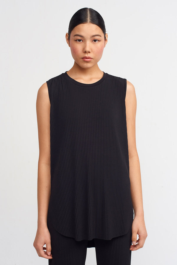 Nu Solid Pleated Blouse Black