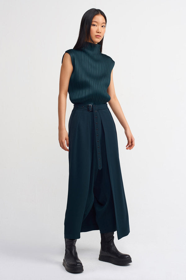 Nu Solid Side Overlap Maxi Skirt Petrol