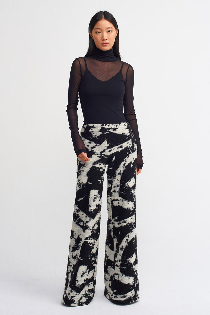 Nu Straight Wide Leg Trouser Black/Off White