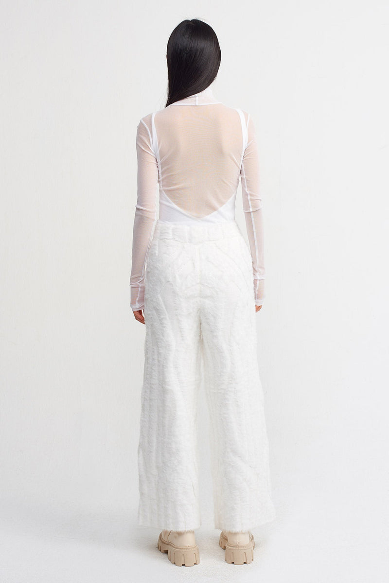 Nu Textured Wide Leg Straight Trouser Off White