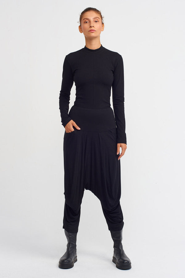 Nu Drape Harem Pants With Pockets Black