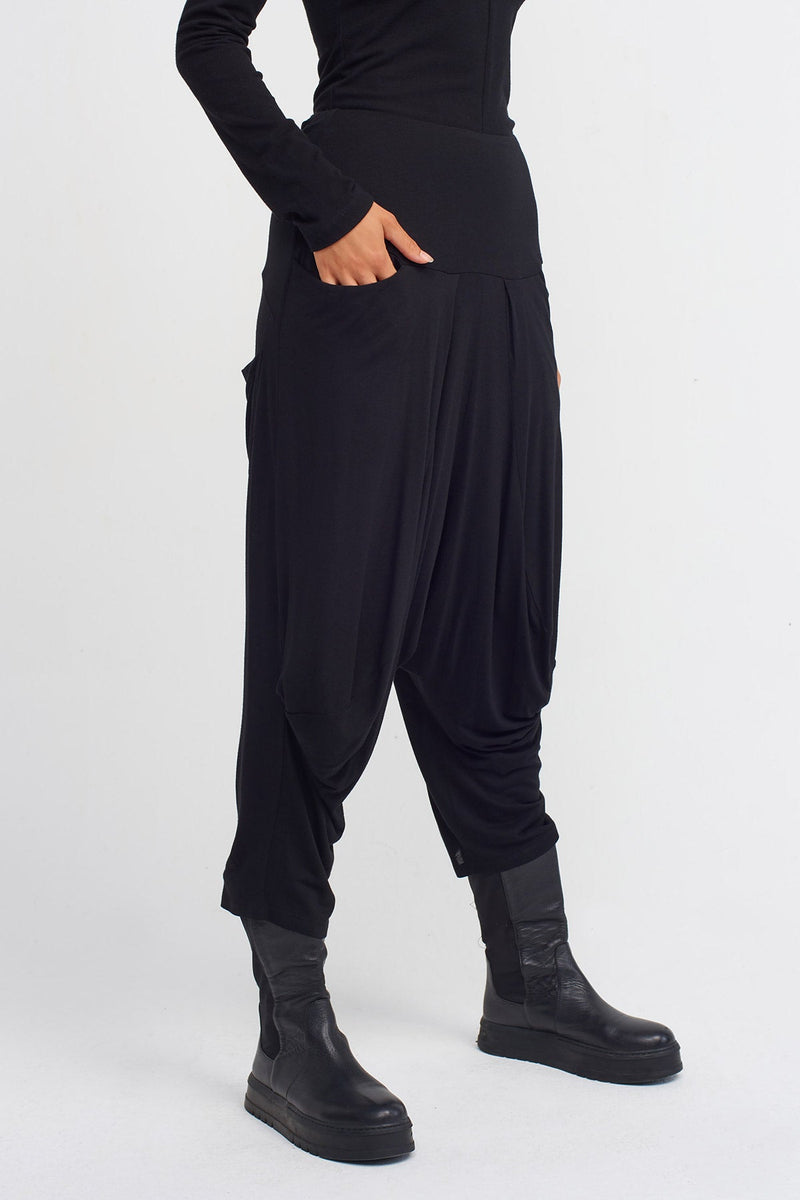 Nu Drape Harem Pants With Pockets Black