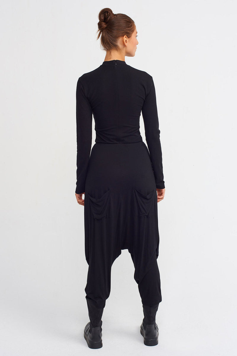 Nu Drape Harem Pants With Pockets Black