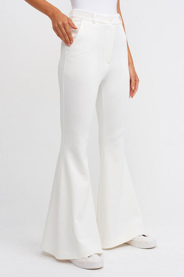 Nu Flared Pants With Button Closure White