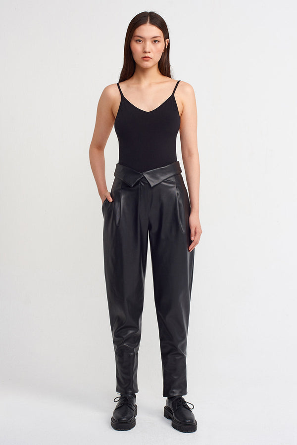 Nu Folded Waist Trousers Black