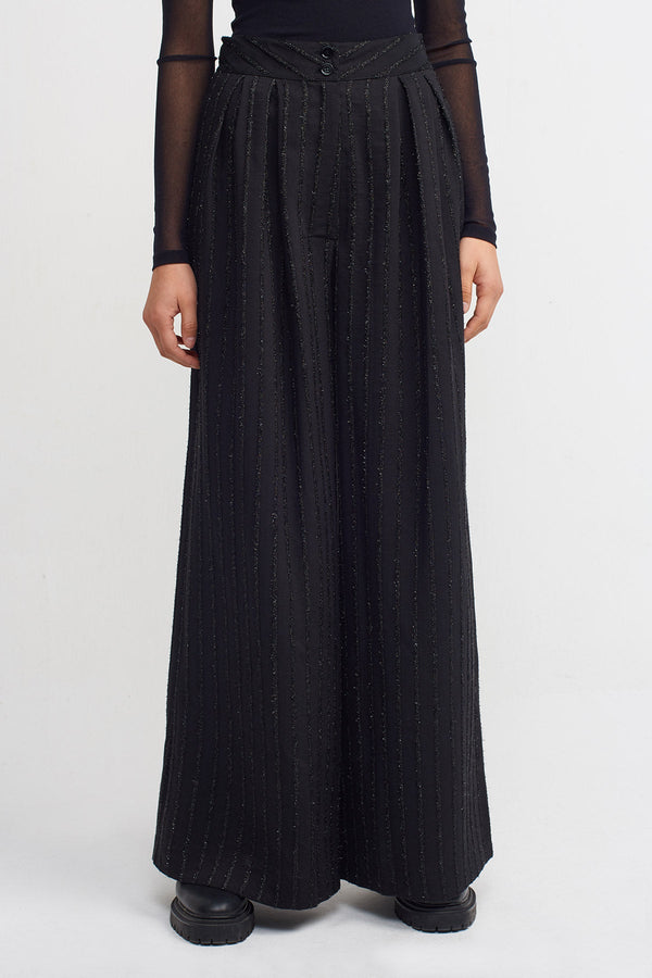 Nu Lurex Striped-Embellished Trousers Black