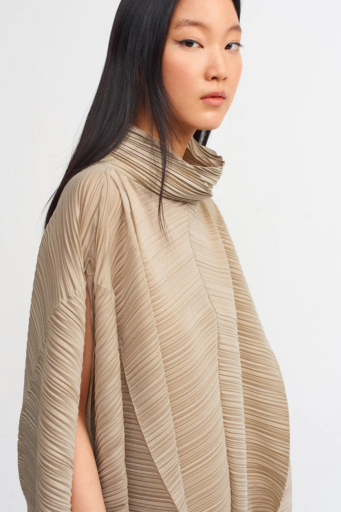 Nu Electric Pleated Loose Fit Dress Bronze