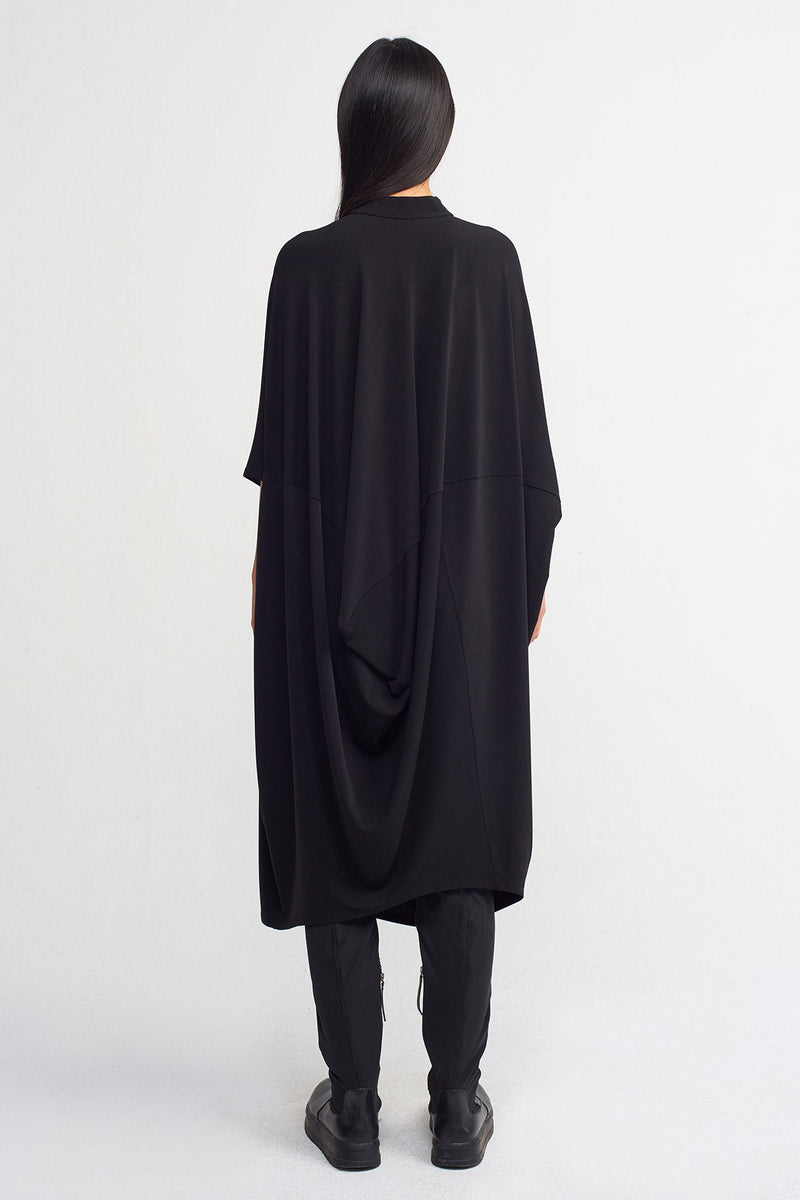 Nu Oversize Cowl Drape Detailed Dress Black