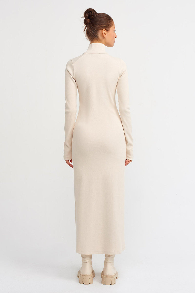 Nu Straight Cut Ribbed Maxi Dress Natural