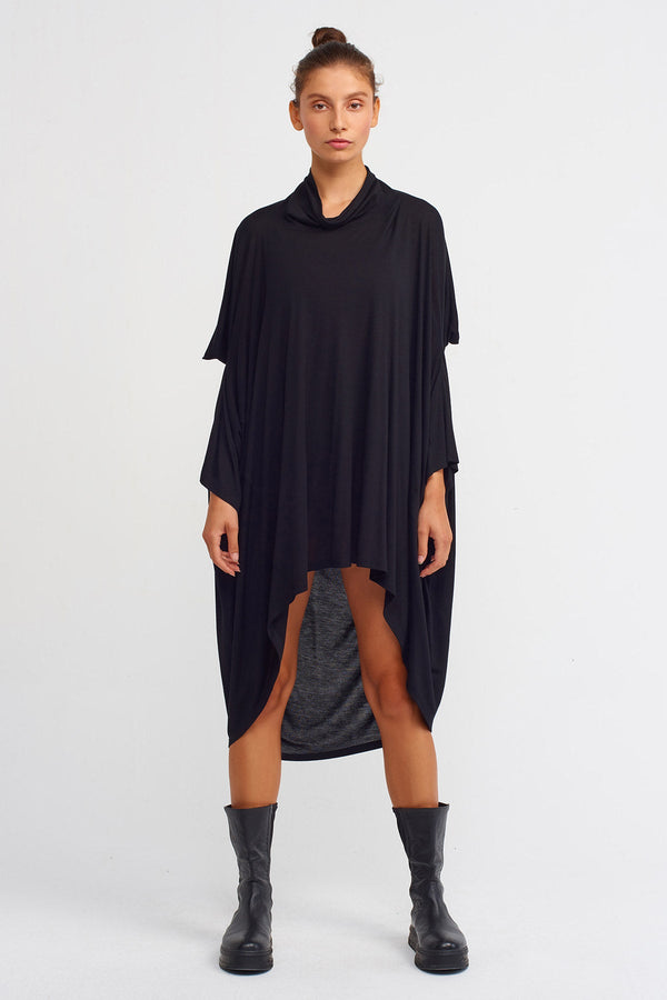 Nu Knitted Cowl Midi Dress Black