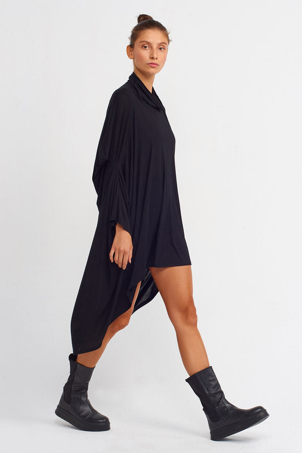 Nu Knitted Cowl Midi Dress Black