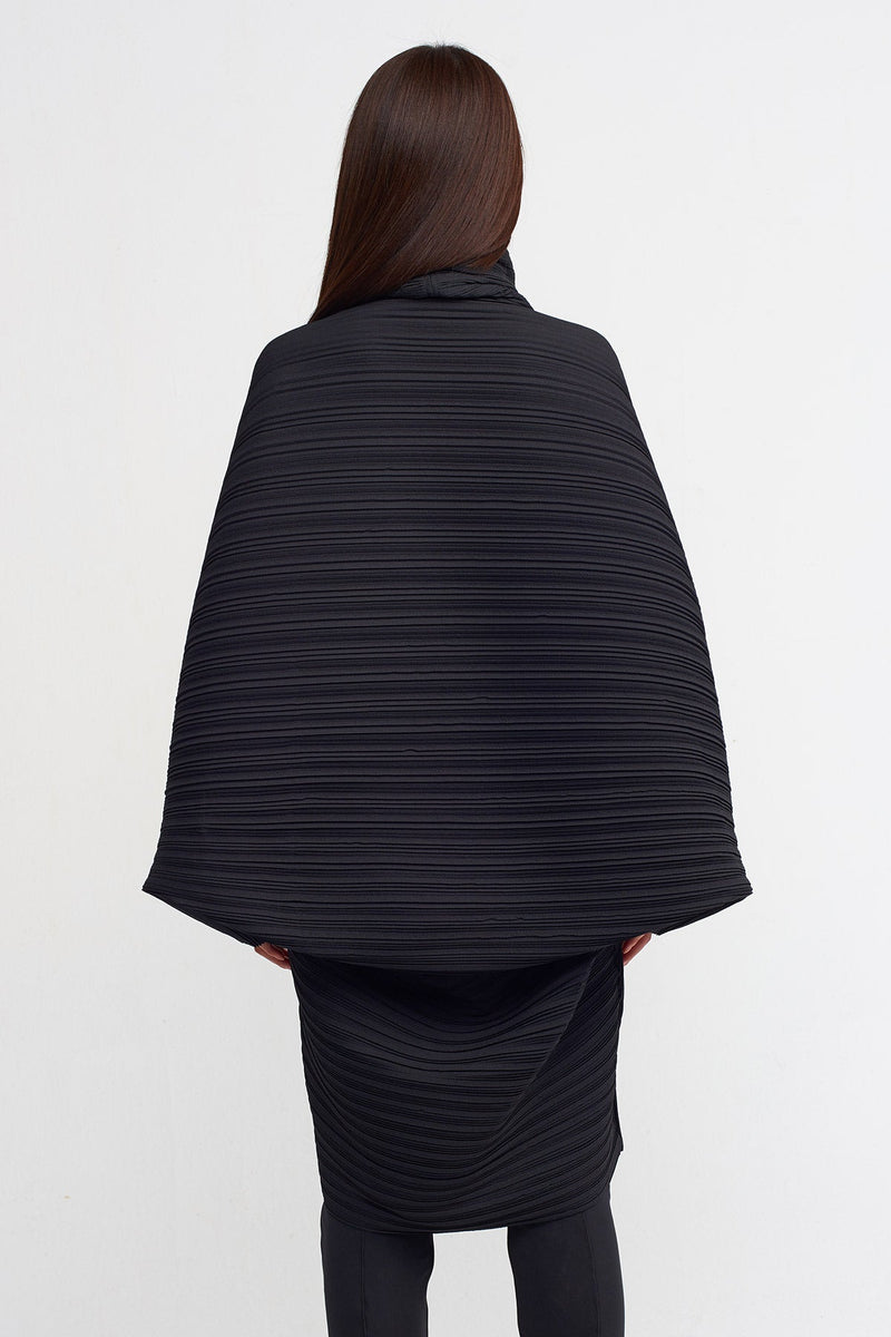 Nu Cowl Neck Pleated Dress Black