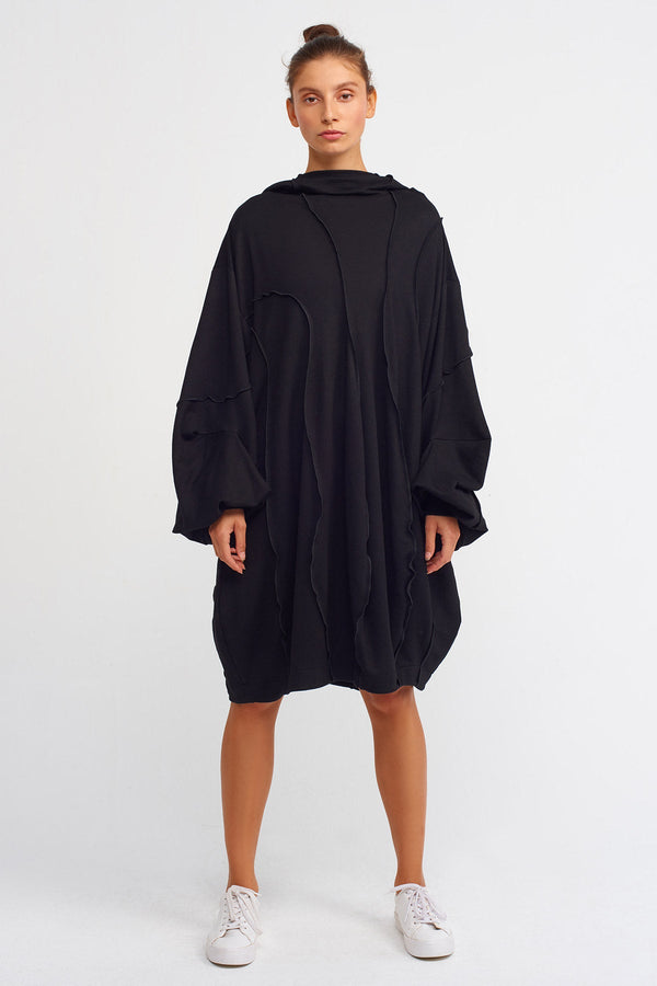 Nu Overlock Design Knitwear With Hood  Black/Black