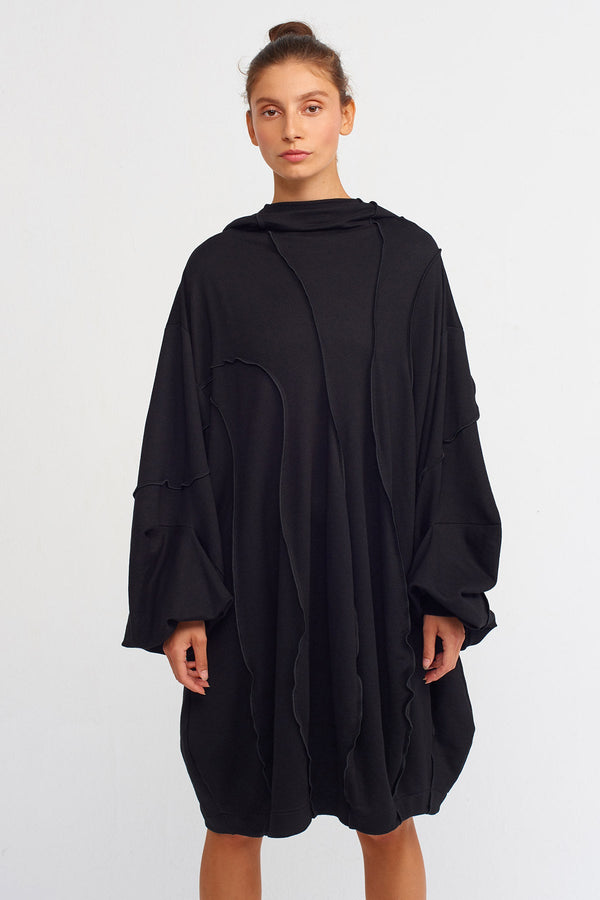 Nu Overlock Design Knitwear With Hood  Black/Black