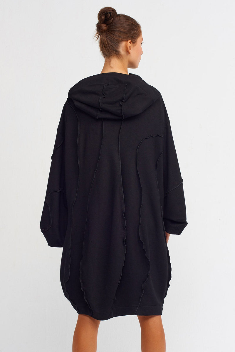 Nu Overlock Design Knitwear With Hood  Black/Black