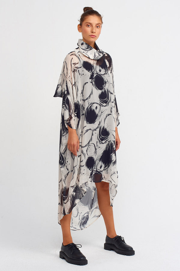 Nu Printed Asymmetrical Dress Black