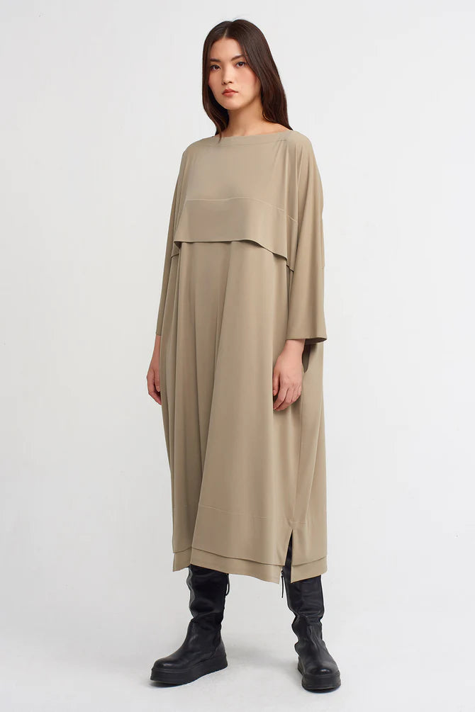 Nu Square Neck Midi Dress Bronze