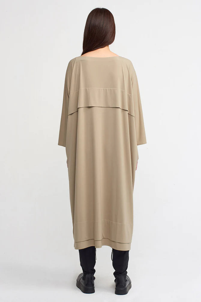 Nu Square Neck Midi Dress Bronze