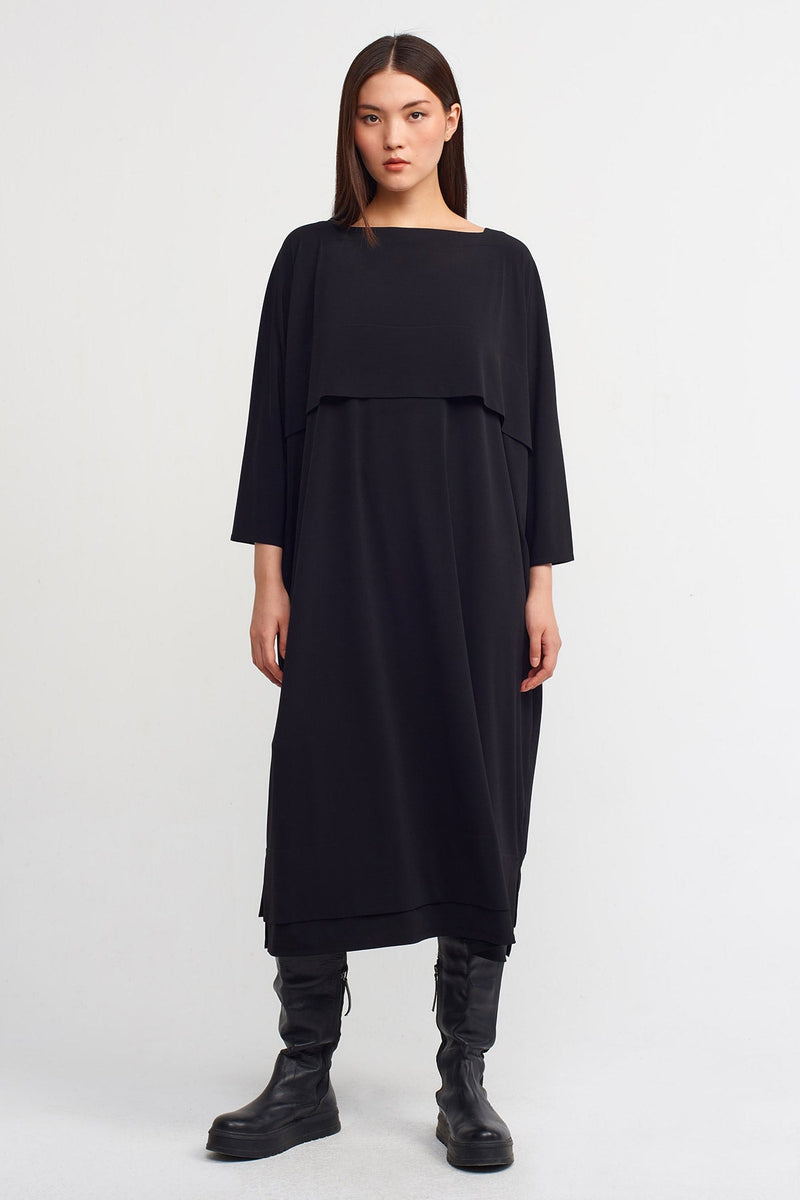 Nu Square Neck Midi Dress Black