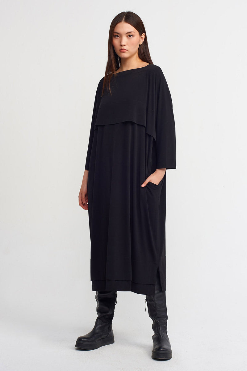 Nu Square Neck Midi Dress Black