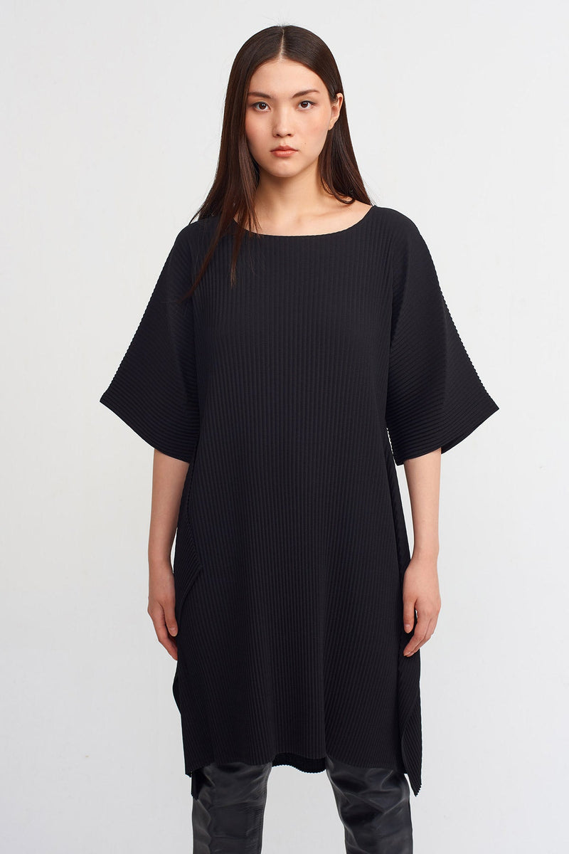 Nu Pleated Midi Dress Black