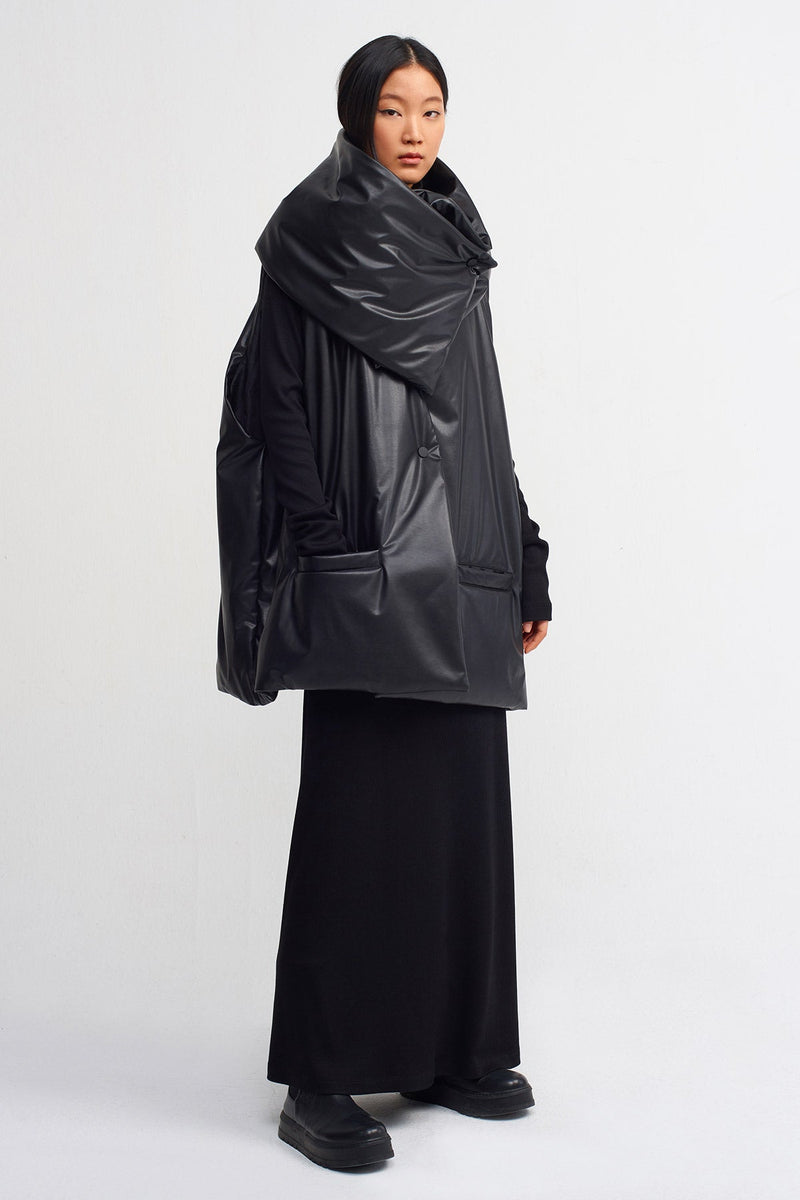 Nu Sleeveless Jacket With Detachable Back Panel Black