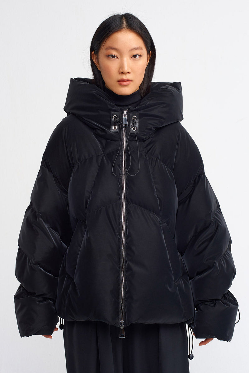 Nu Quilted Jacket With Hood Black