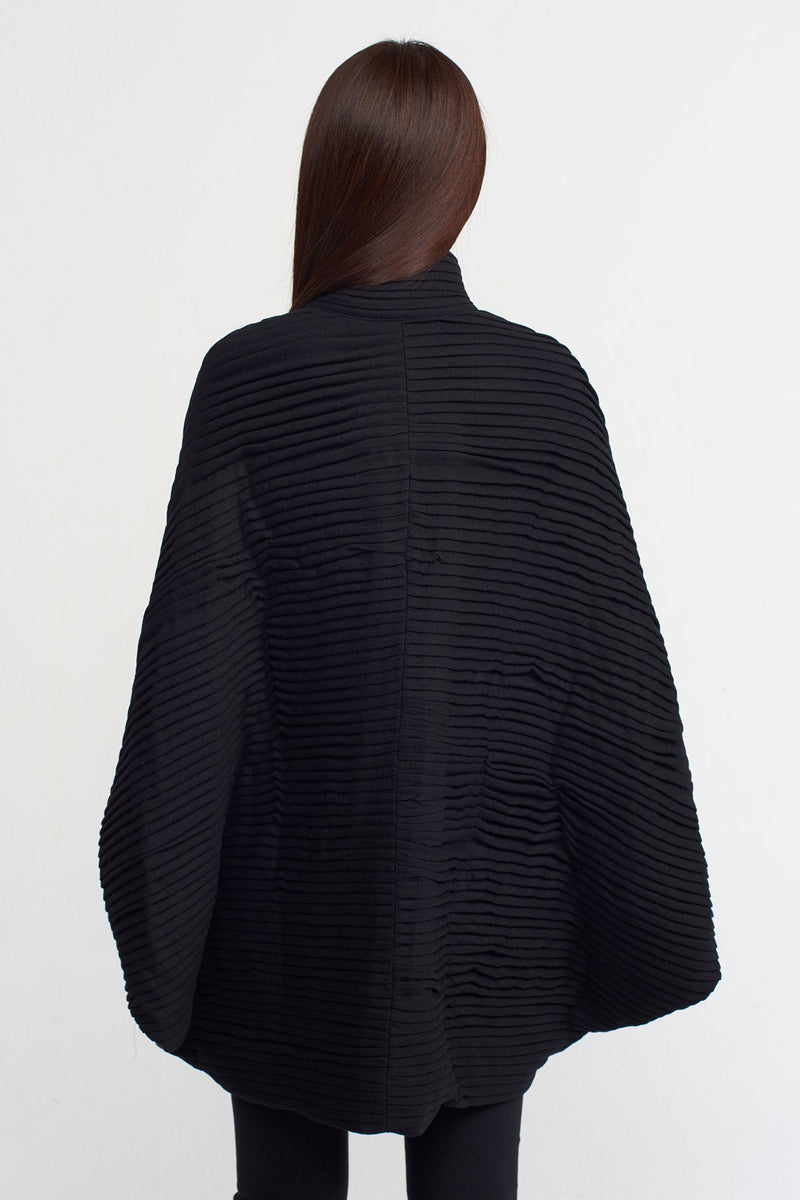 Nu Pleated Bat Sleeve Coat Black