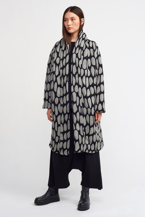 Nu Printed Heavy Coat White & Black